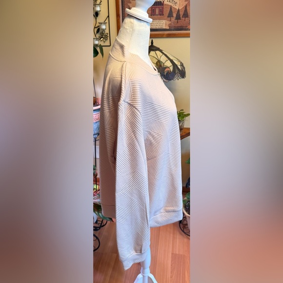 NWOT Women’s Beige Zip-Up Sweater Size XL Textured Long Sleeves Polyester - Picture 4 of 13